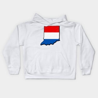 Red, White, and Blue Indiana Outline Kids Hoodie